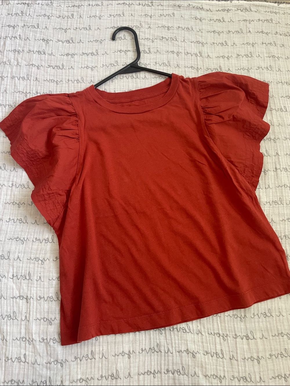 Old Navy Women's Crewneck Flutter Sleeve Tee — Brick Orange